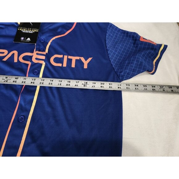 Houston Astros Jersey Mens XL Blue Button Up MLB Baseball Joshua Hader LevelTX - Picture 8 of 9